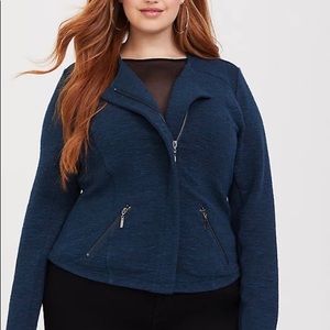 Torrid size 2 blue knit zip moto jacket